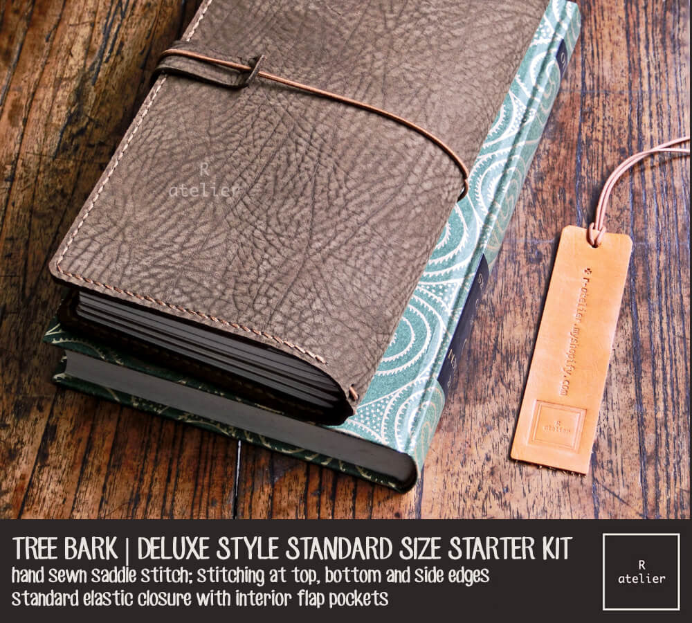 R.atelier Traveler's Notebook Leather Cover | Tree Bark | Deluxe Standard Size Starter Kit