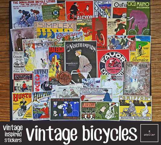 Vintage Bicycle Scrapbooking Stickers