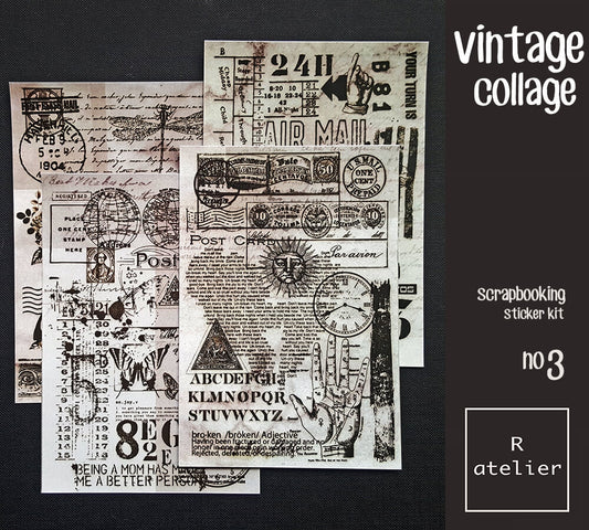 Vintage Collage | Scrapbooking Washi Stickers Kit