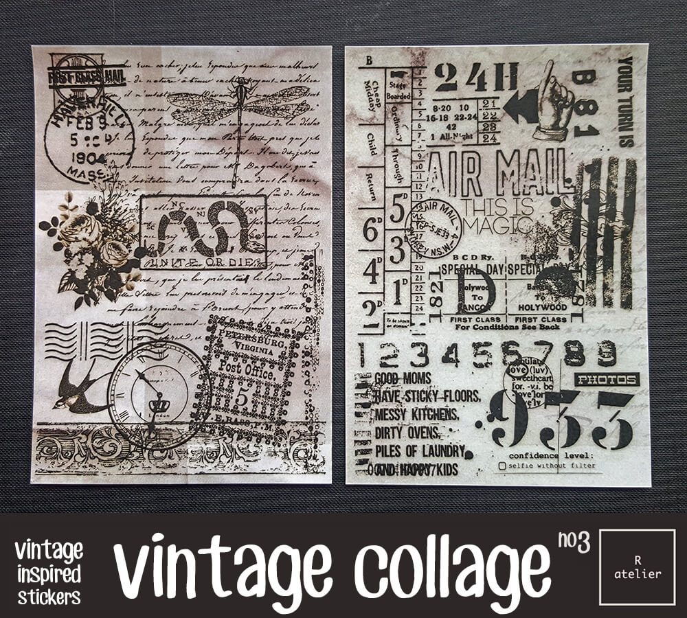 Vintage Collage | Scrapbooking Washi Stickers Kit