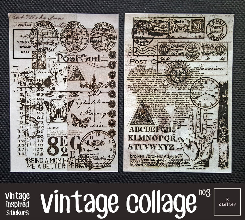 Vintage Collage | Scrapbooking Washi Stickers Kit