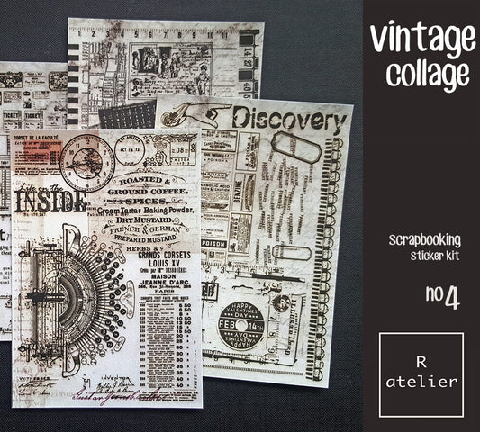 Vintage Collage | Scrapbooking Washi Stickers Kit