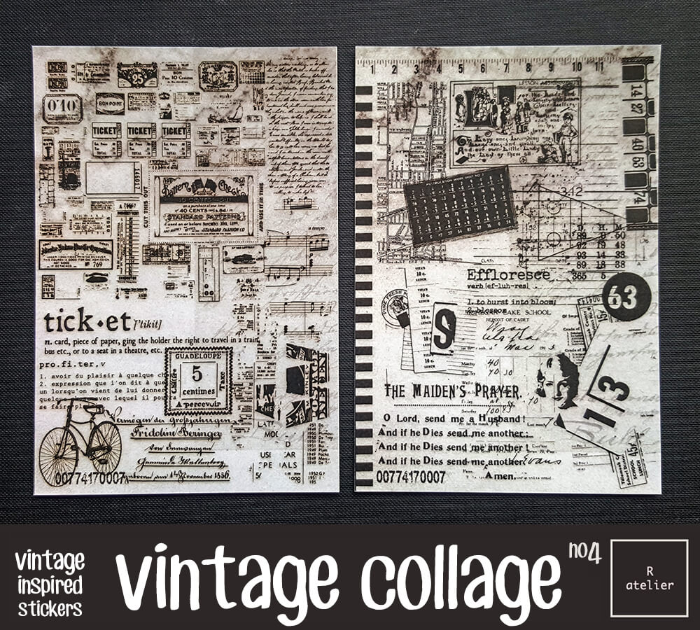 Vintage Collage | Scrapbooking Washi Stickers Kit