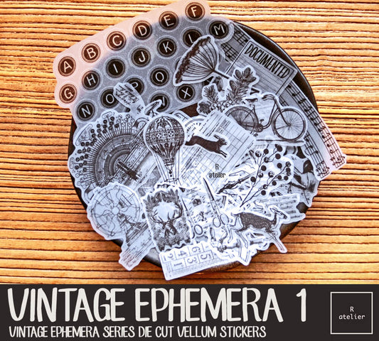 Vintage Ephemera (1) | Die Cut Vellum Stickers