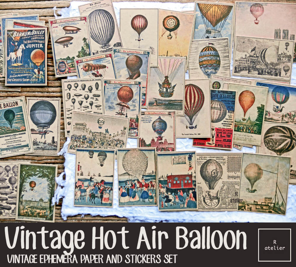 Vintage Hot Air Balloons (R.atelier Exclusive Kraft Stickers)