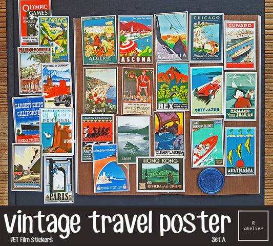 Vintage Travel Posters Scrapbooking PET Stickers
