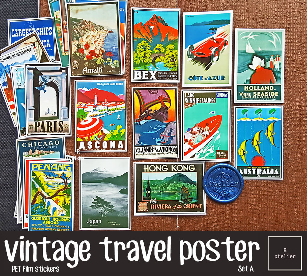 Vintage Travel Posters Scrapbooking PET Stickers