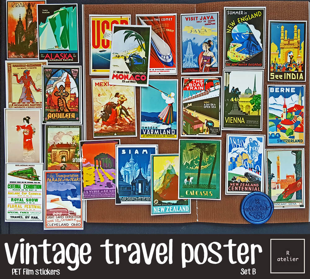 Vintage Travel Posters Scrapbooking PET Stickers