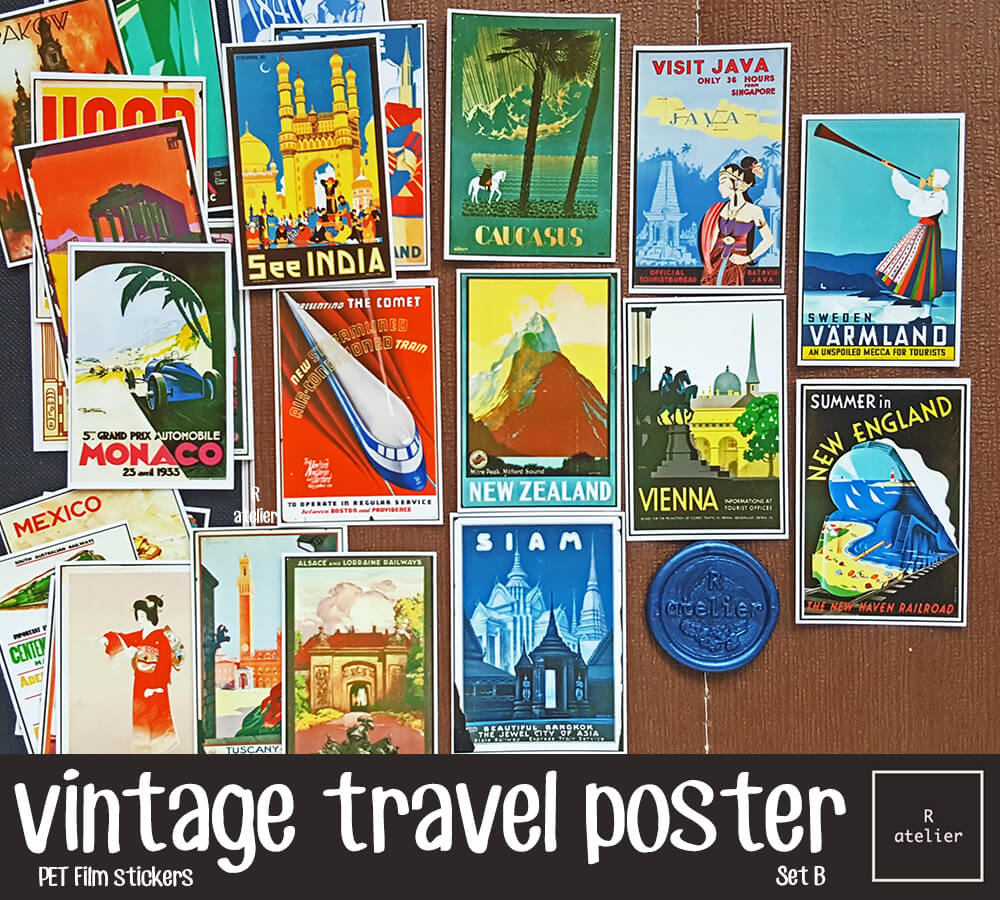 Vintage Travel Posters Scrapbooking PET Stickers