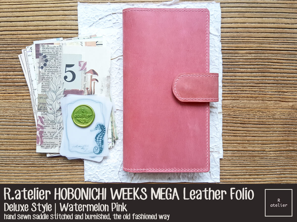 RTS | R.atelier Watermelon Pink Hobonichi Weeks Mega Leather Folio