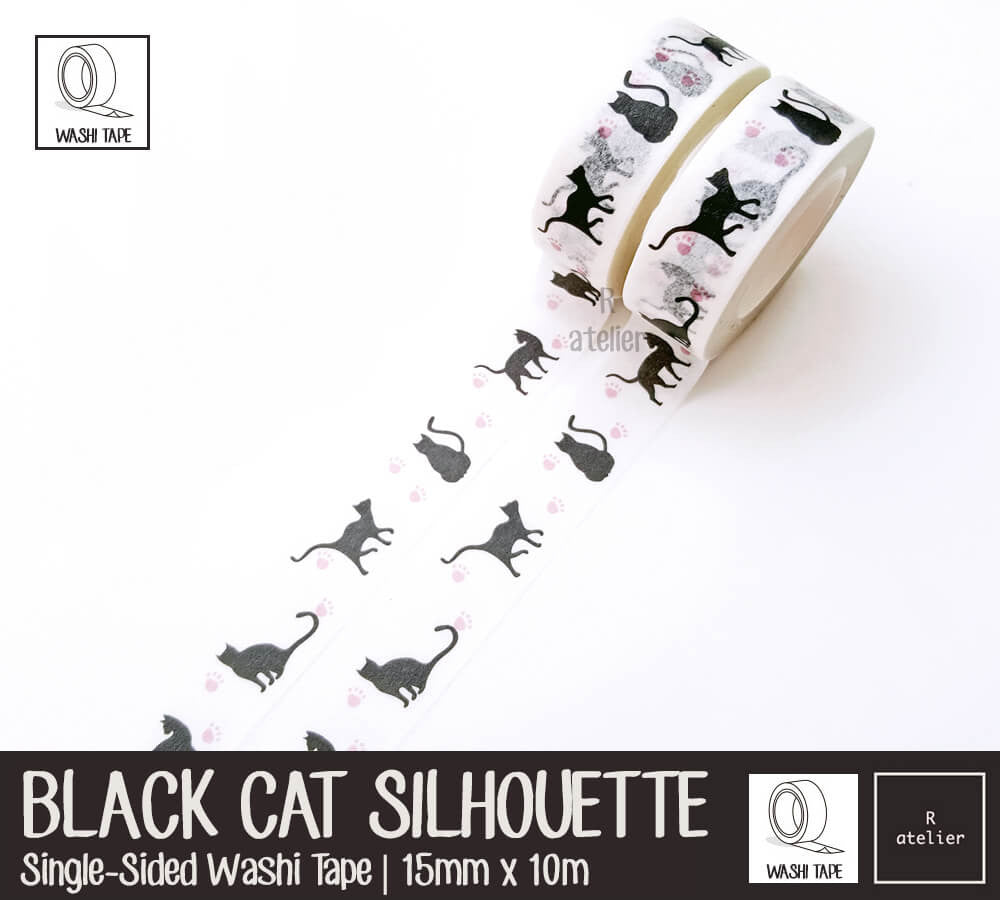 Black Cat Silhouette Washi Tapes | 15mm x 10m