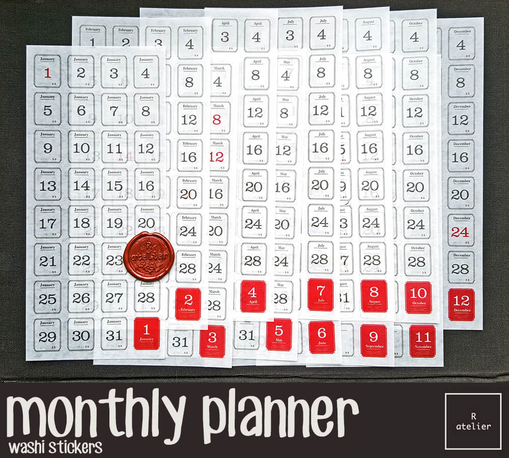 Monthly Planner Set | Washi Stickers