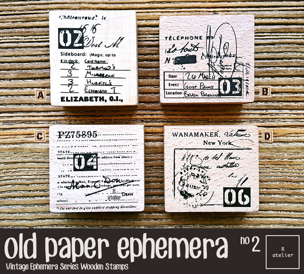 Old Paper Ephemera (2) Wooden Stamps