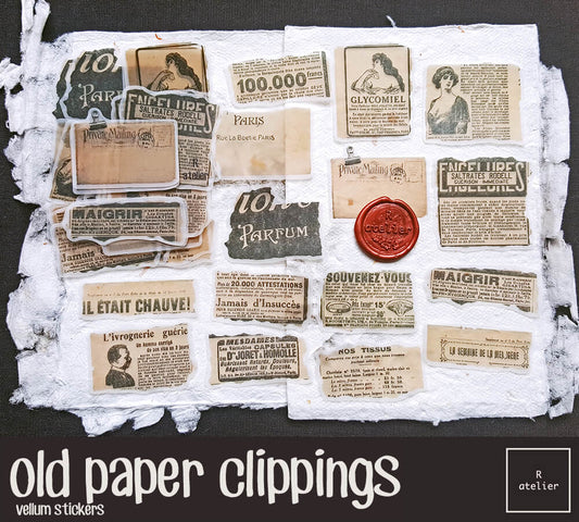 old paper clippings | Vellum Stickers