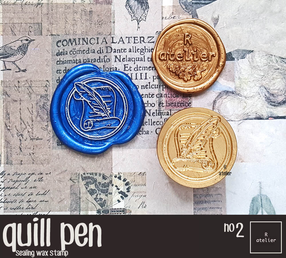 the quill pen (2) wax seal stamp