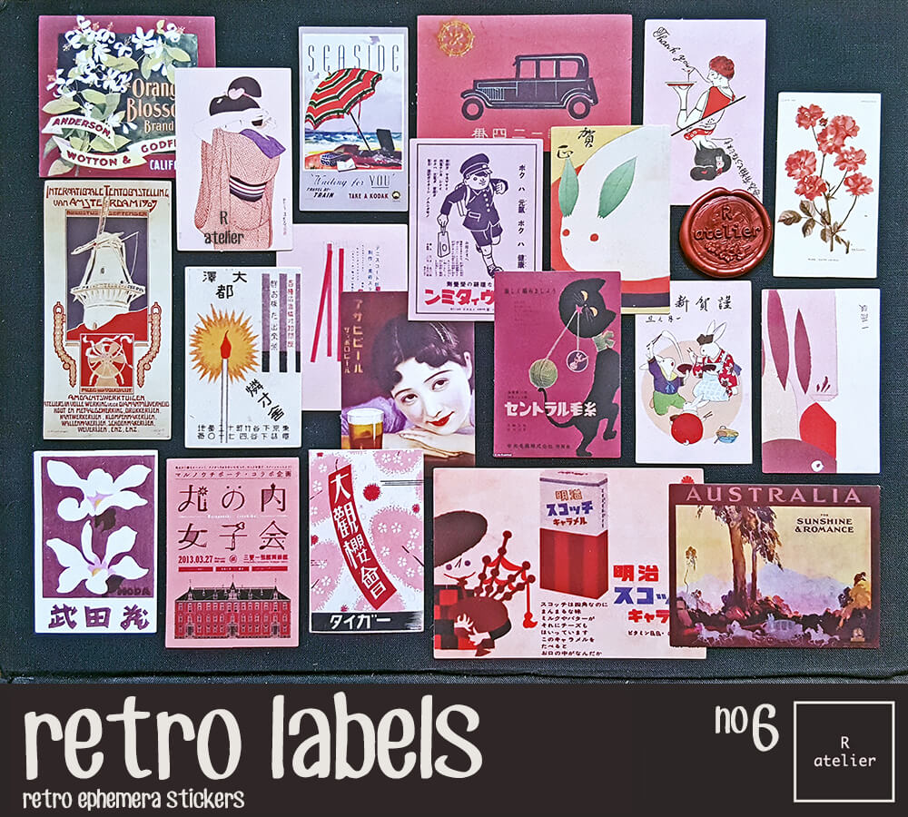 retro labels Stickers