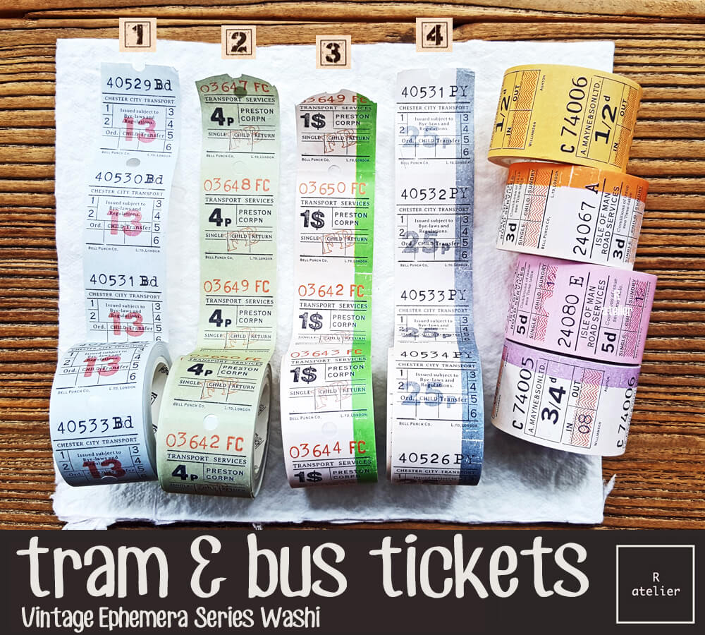 Tram and Bus Ticket Stubs Washi