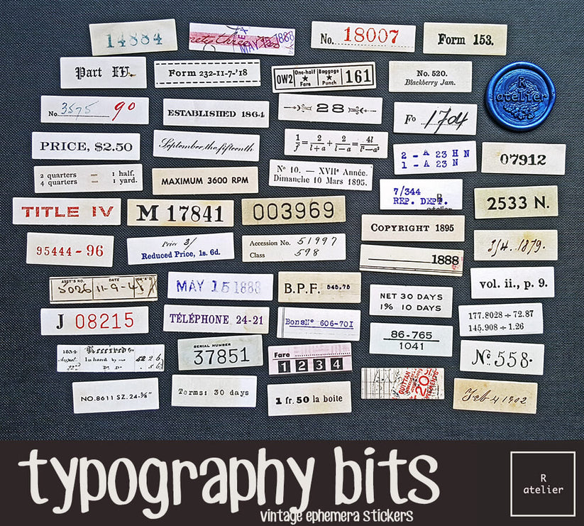 Vintage Numbers Typography Scrapbooking Stickers – R.atelier
