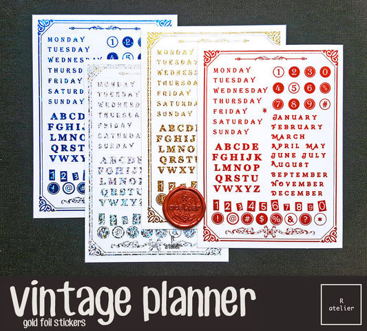 Vintage Planner Gold Foil Sticker Sheets